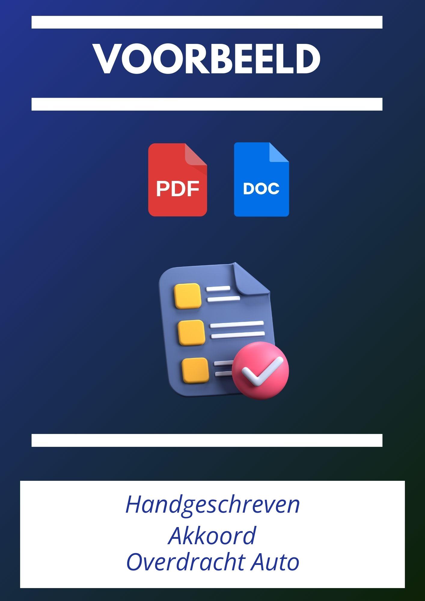 Handgeschreven Akkoord Overdracht Auto Voorbeeld